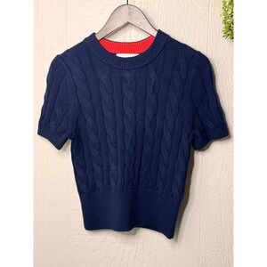 SKY Cable Knit Cap Sleeve Pullover NWOT dark blue